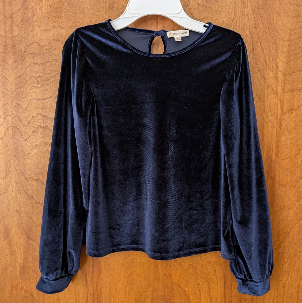 Tucker + Tate Navy Velvet Long Sleeve Blouse